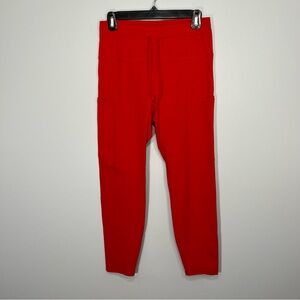 Zyia Active Pants Womens 8 Red High Rise Capri Leggings Pockets Athleisure Yoga